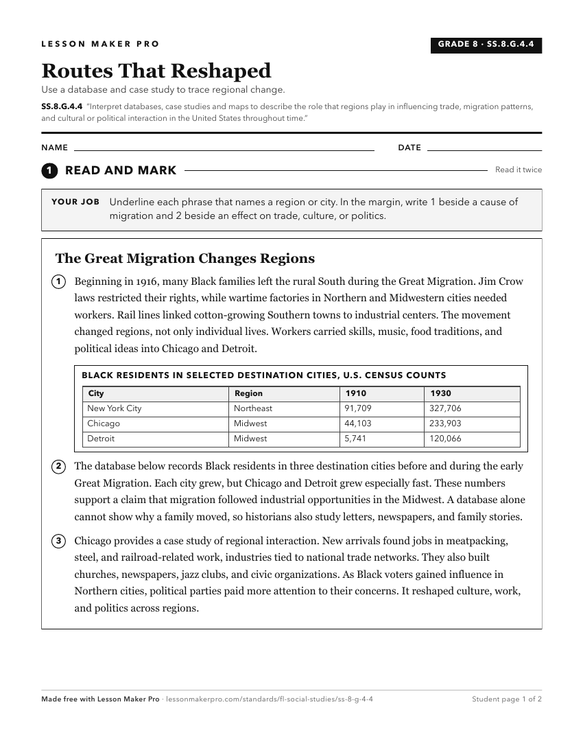 Preview of the SS.8.G.4.4 printable worksheet