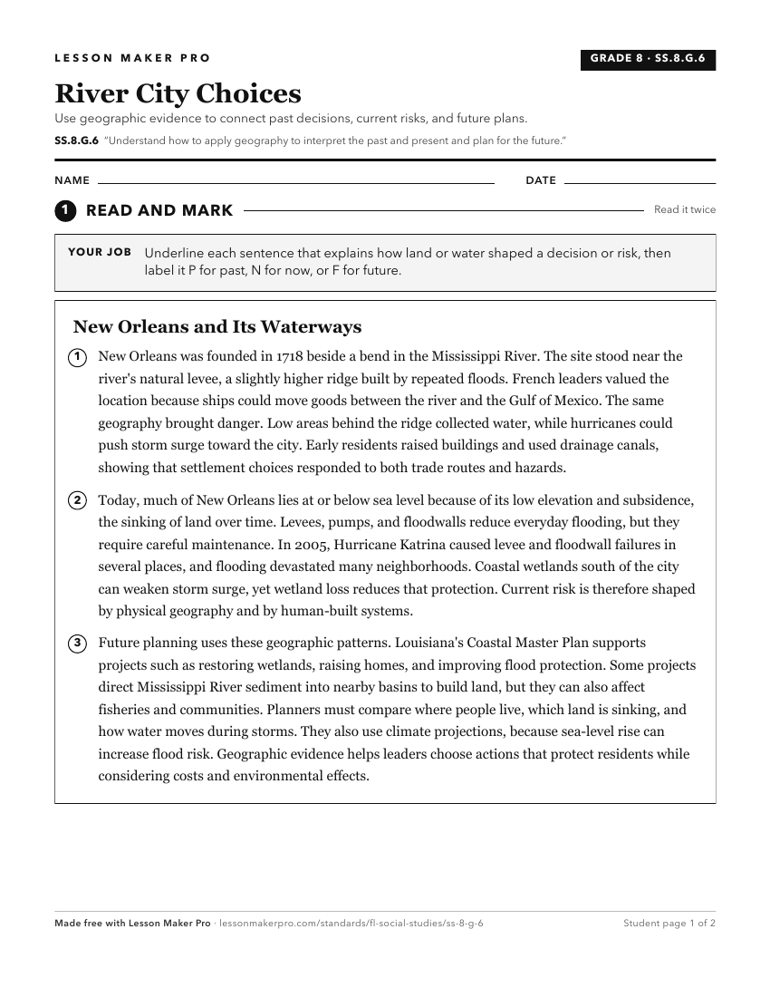 Preview of the SS.8.G.6 printable worksheet