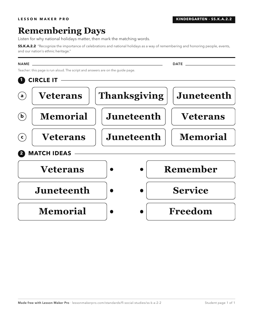 Preview of the SS.K.A.2.2 printable worksheet