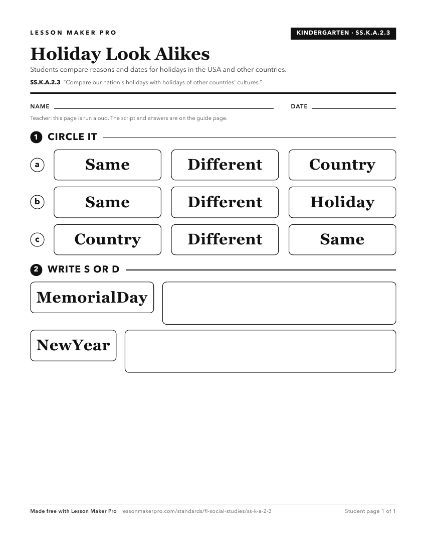 Preview of the SS.K.A.2.3 printable worksheet