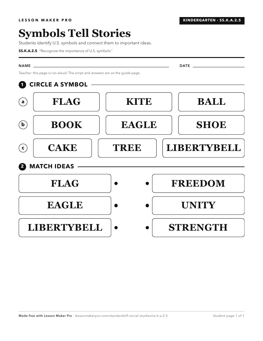 Preview of the SS.K.A.2.5 printable worksheet