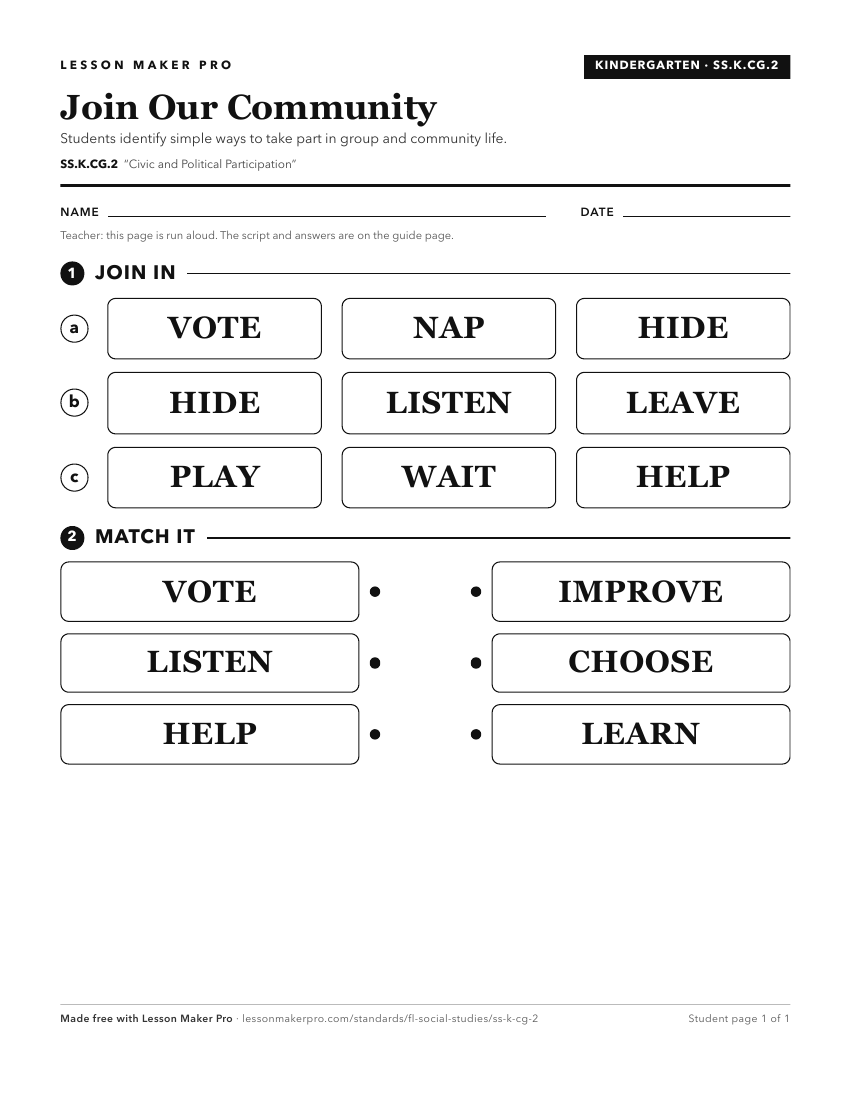Preview of the SS.K.CG.2 printable worksheet
