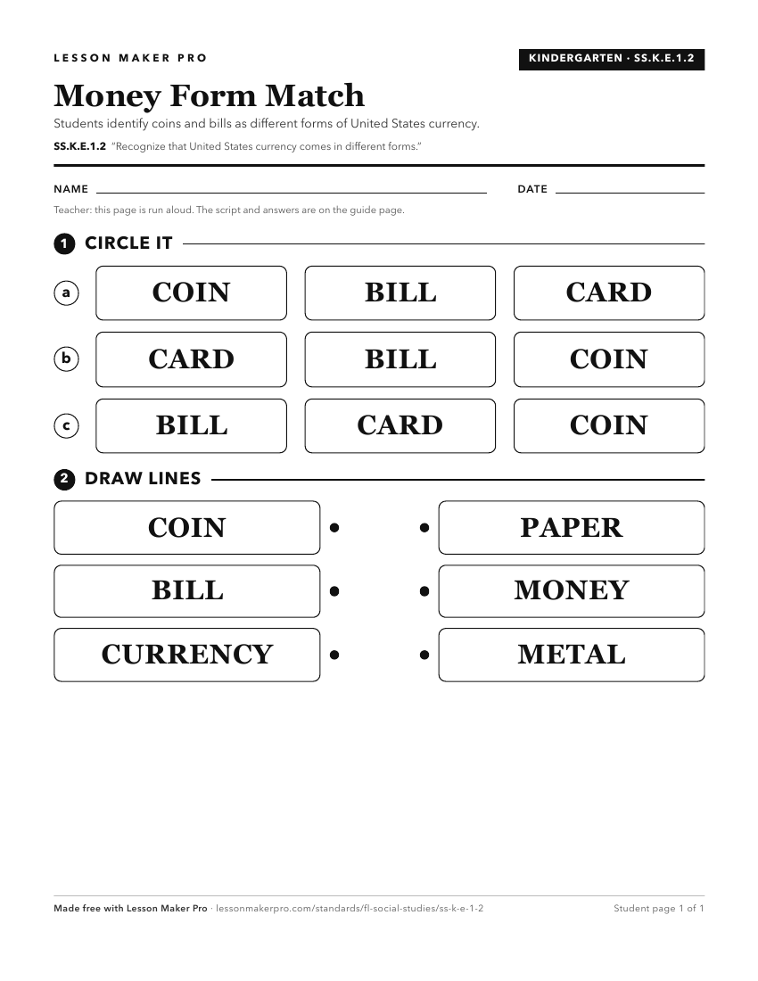 Preview of the SS.K.E.1.2 printable worksheet