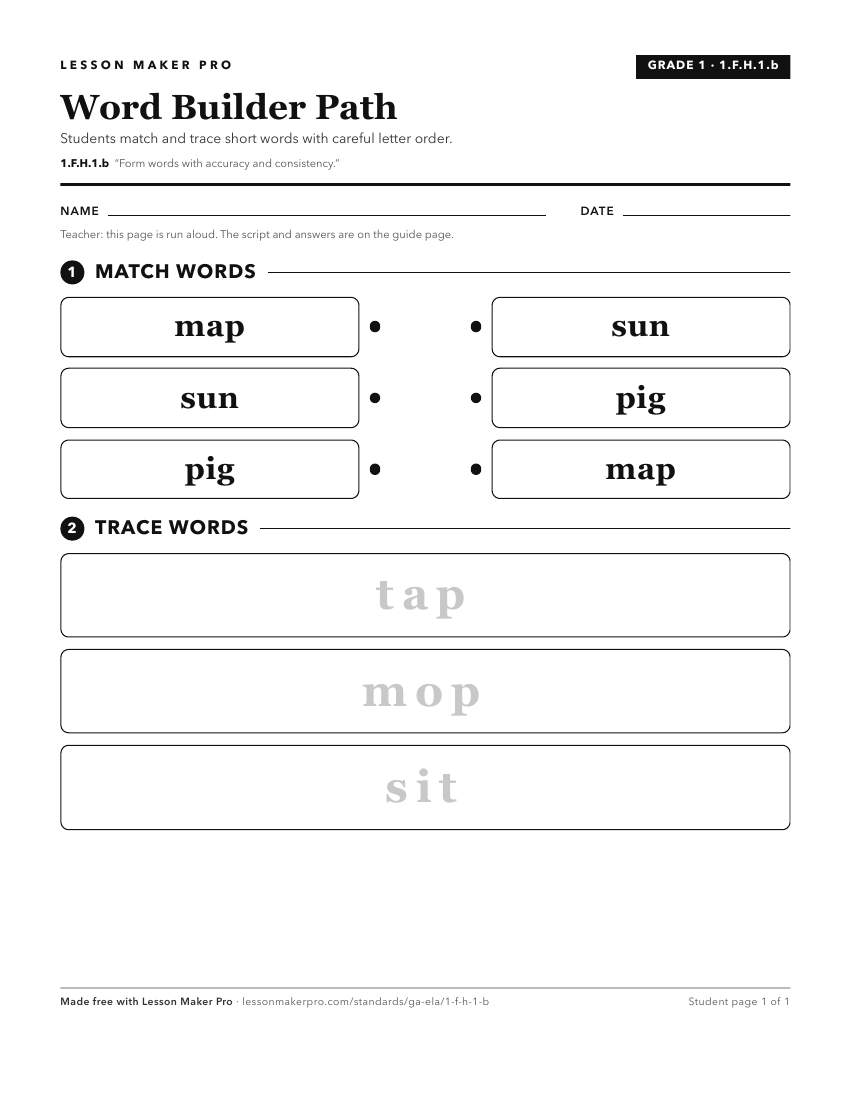 Preview of the 1.F.H.1.b printable worksheet