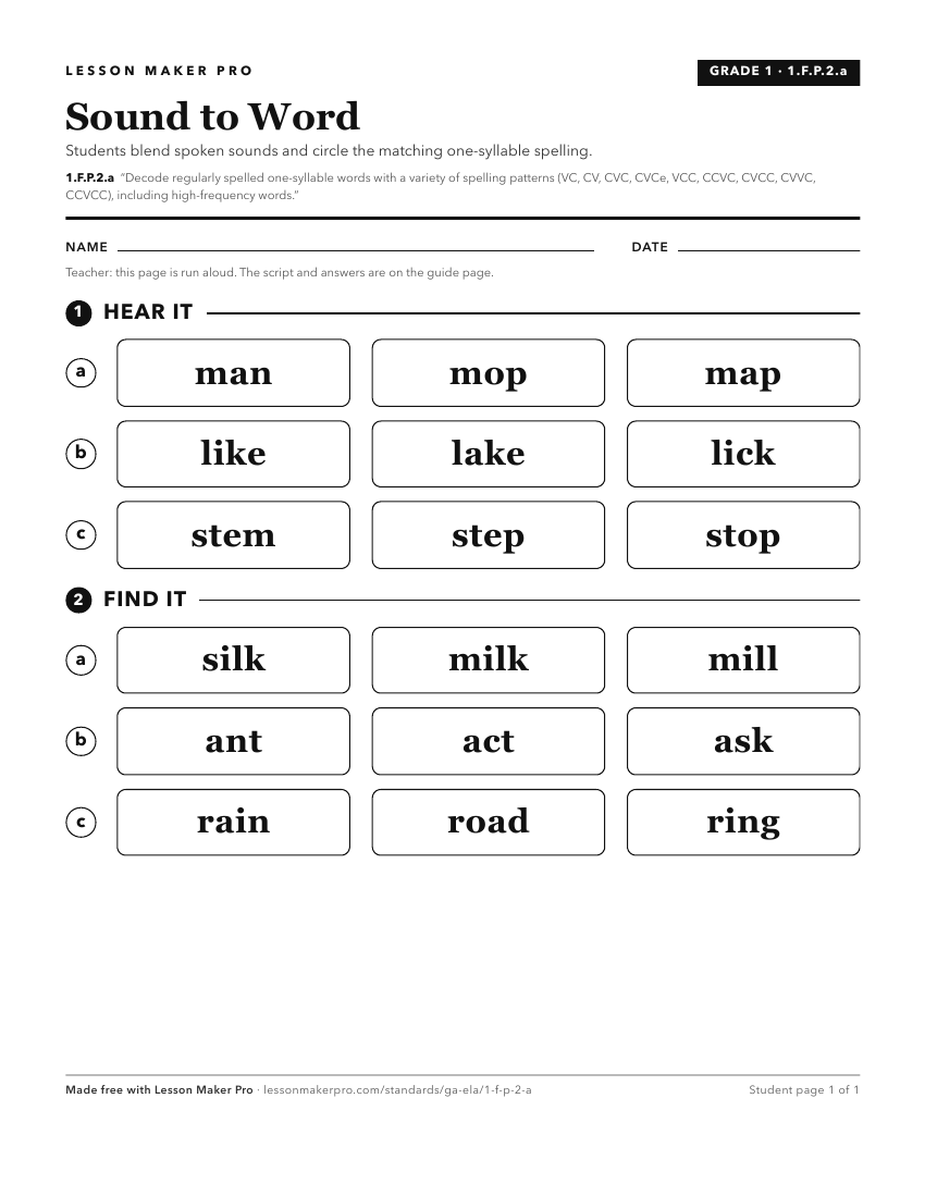 Preview of the 1.F.P.2.a printable worksheet