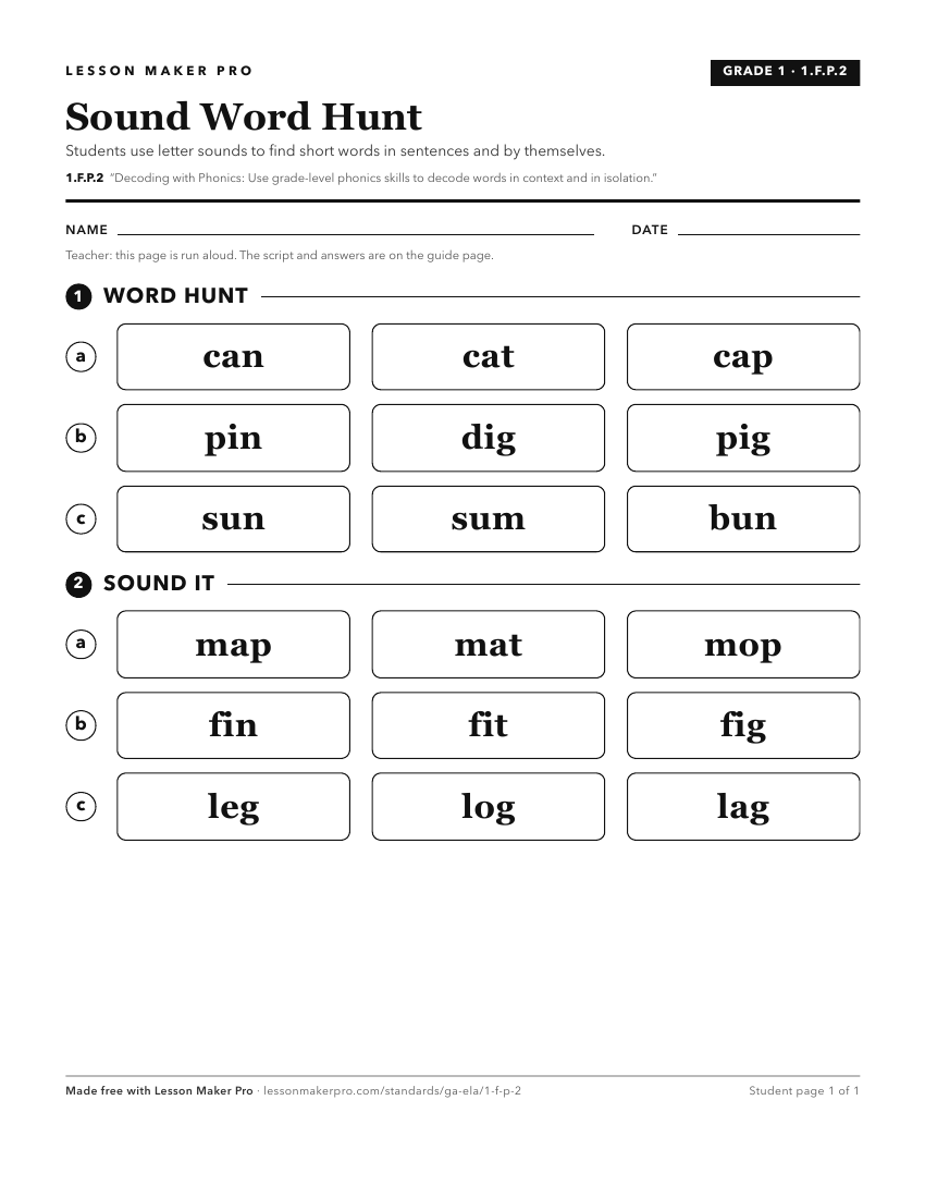Preview of the 1.F.P.2 printable worksheet