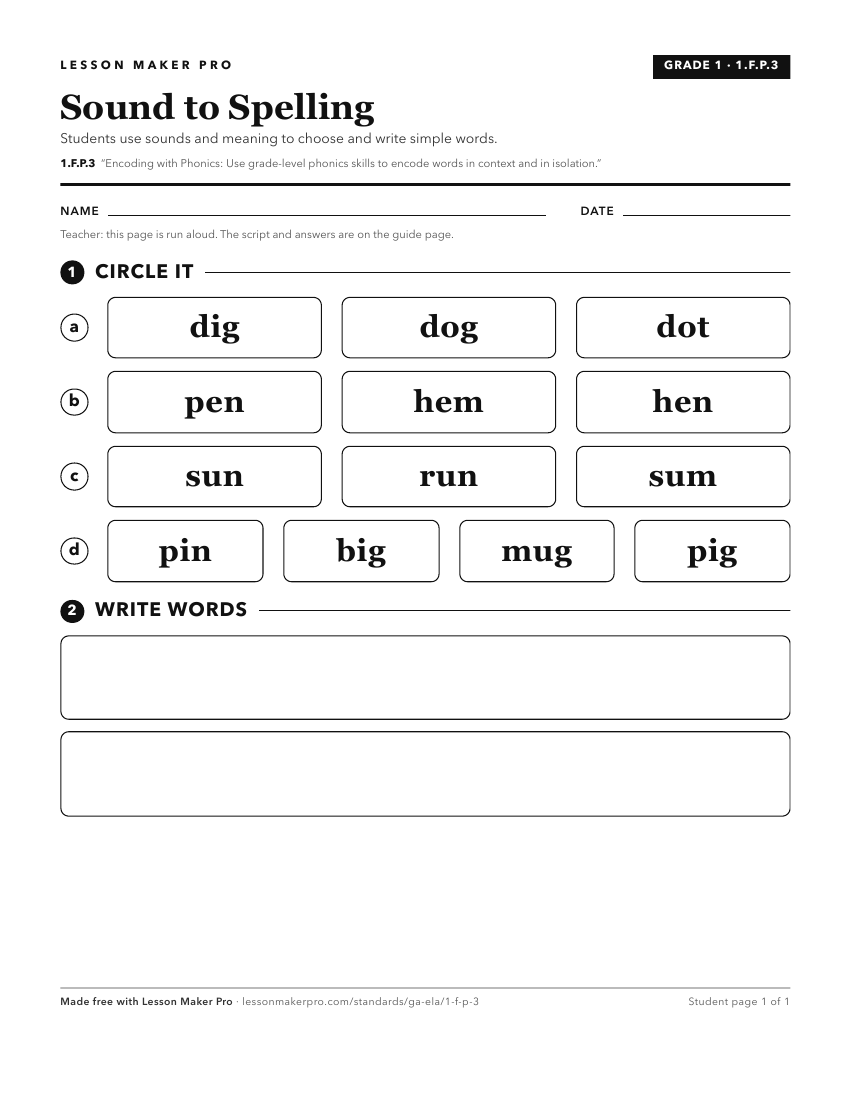 Preview of the 1.F.P.3 printable worksheet