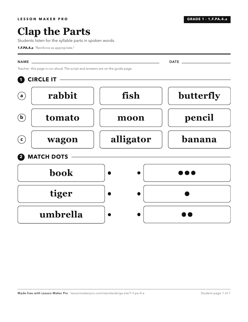 Preview of the 1.F.PA.4.a printable worksheet