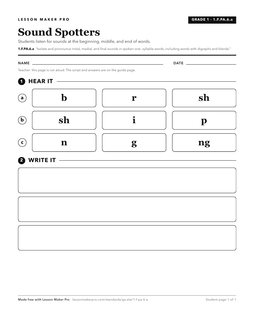 Preview of the 1.F.PA.6.a printable worksheet