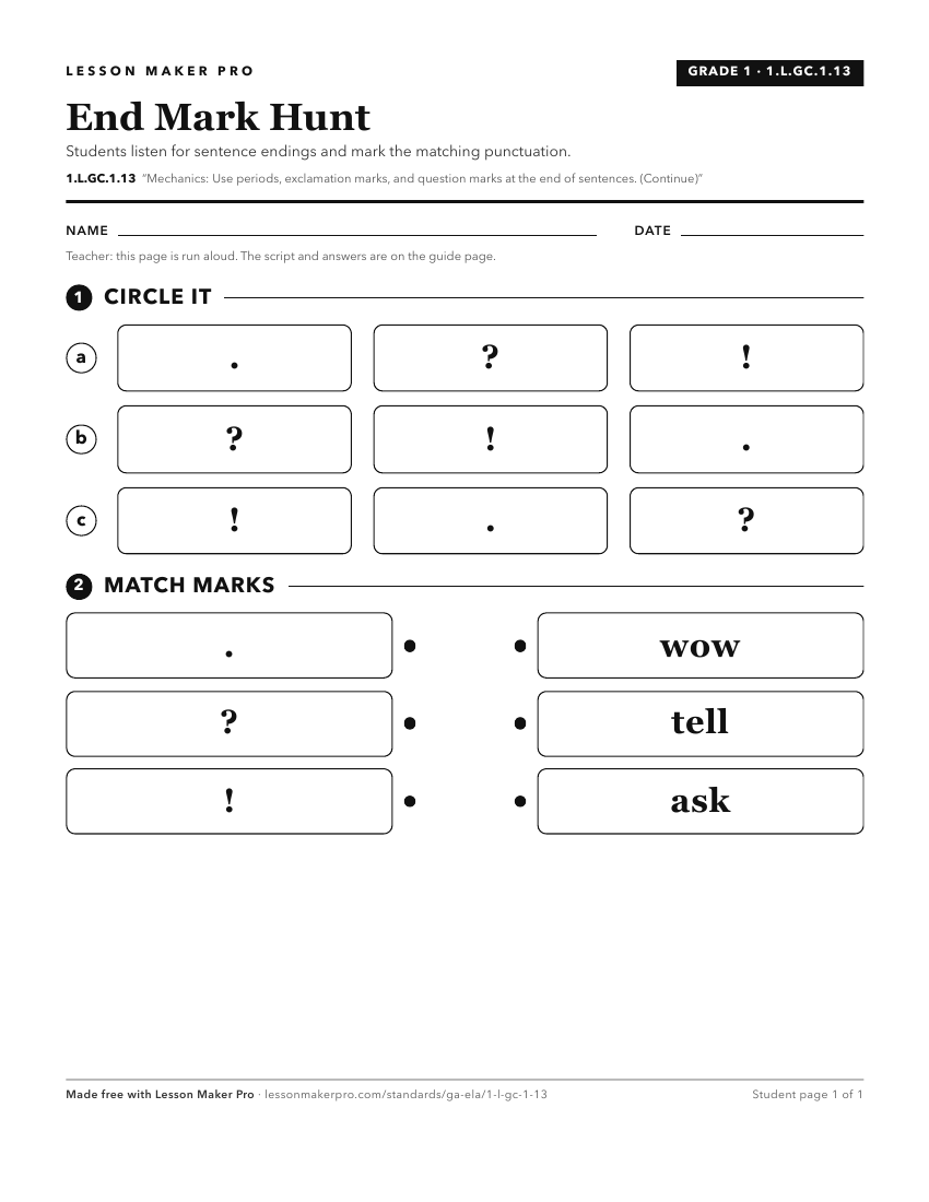 Preview of the 1.L.GC.1.13 printable worksheet
