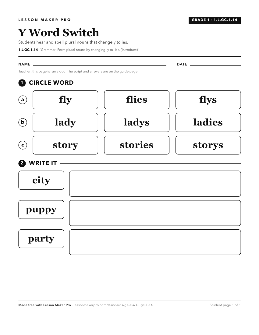 Preview of the 1.L.GC.1.14 printable worksheet