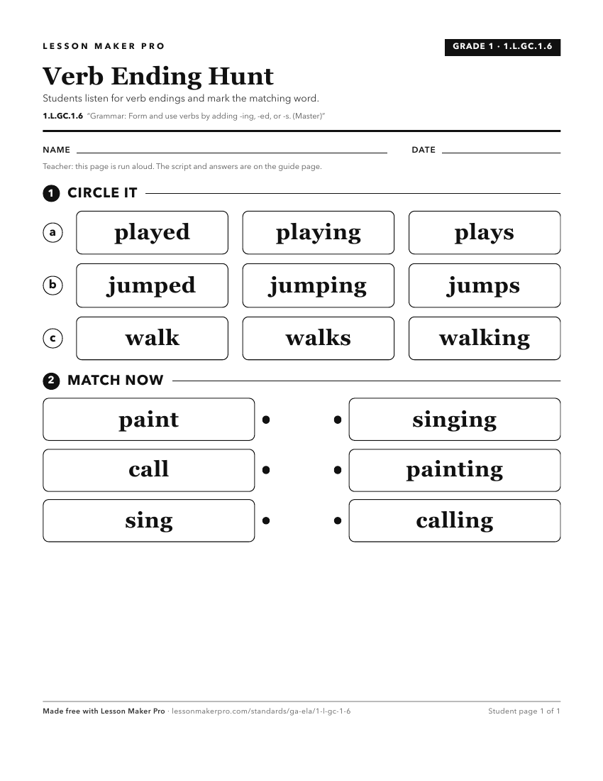 Preview of the 1.L.GC.1.6 printable worksheet
