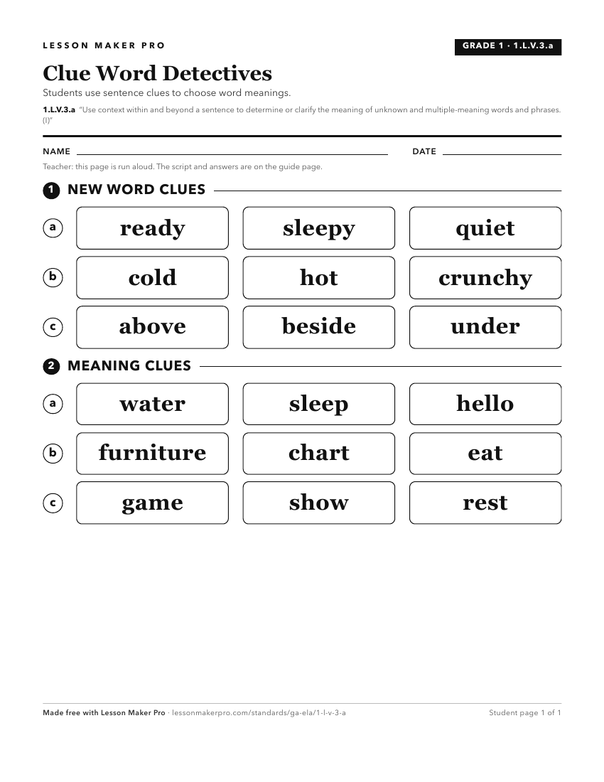 Preview of the 1.L.V.3.a printable worksheet