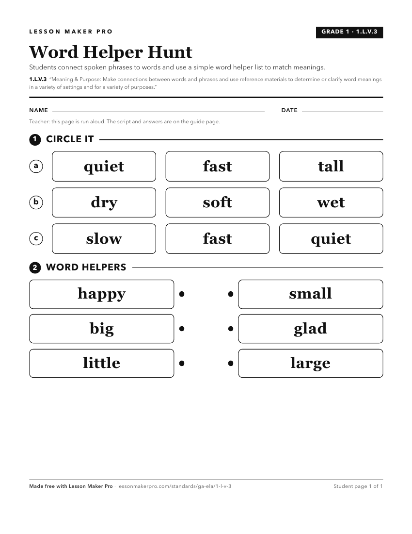 Preview of the 1.L.V.3 printable worksheet