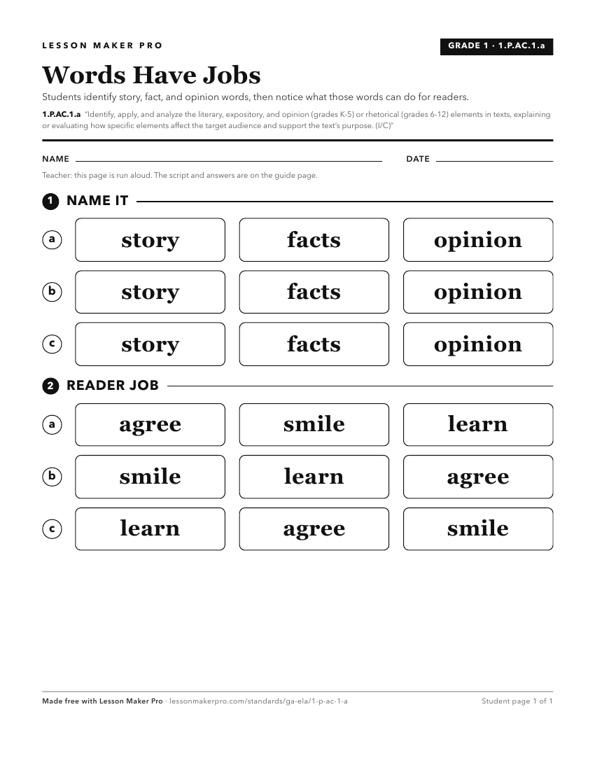 Preview of the 1.P.AC.1.a printable worksheet