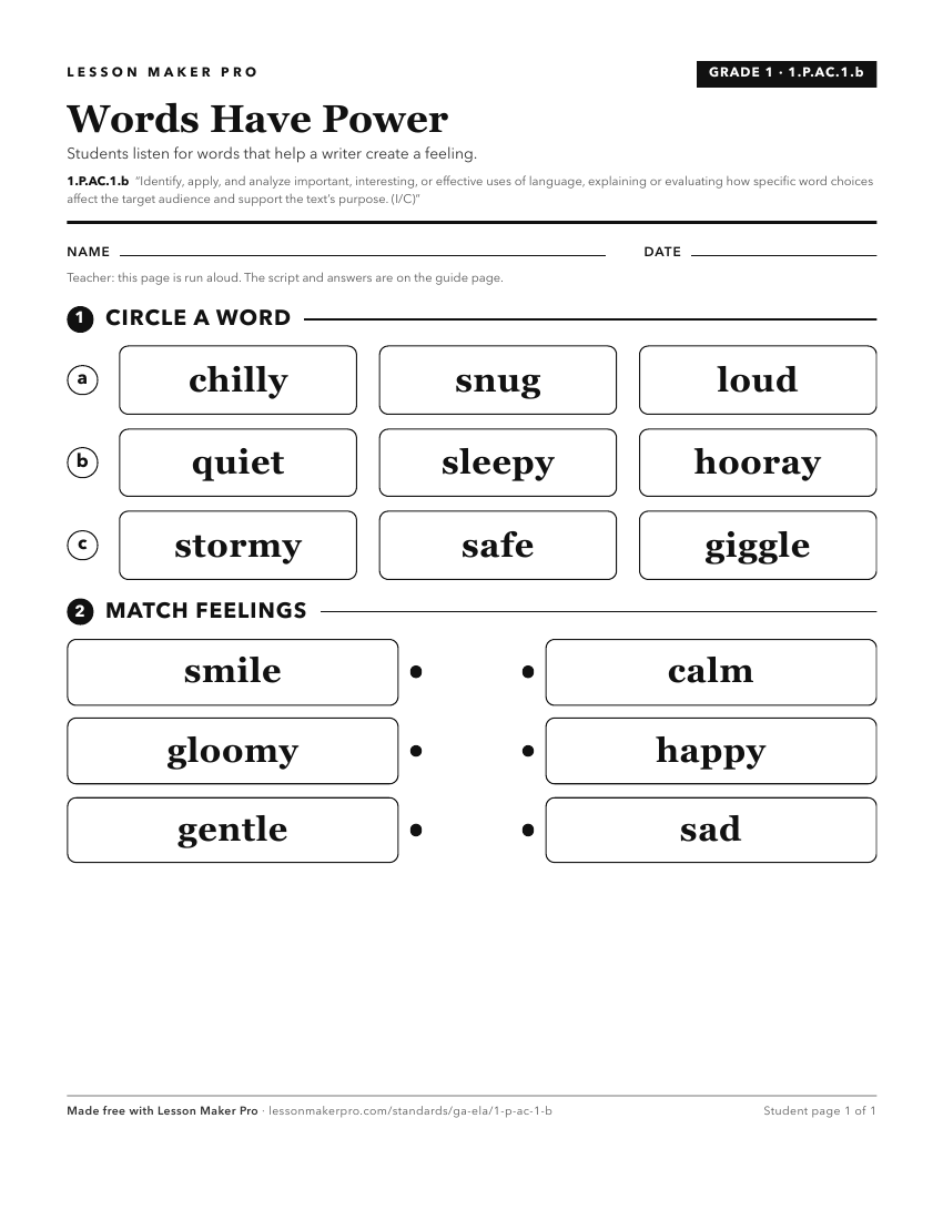 Preview of the 1.P.AC.1.b printable worksheet