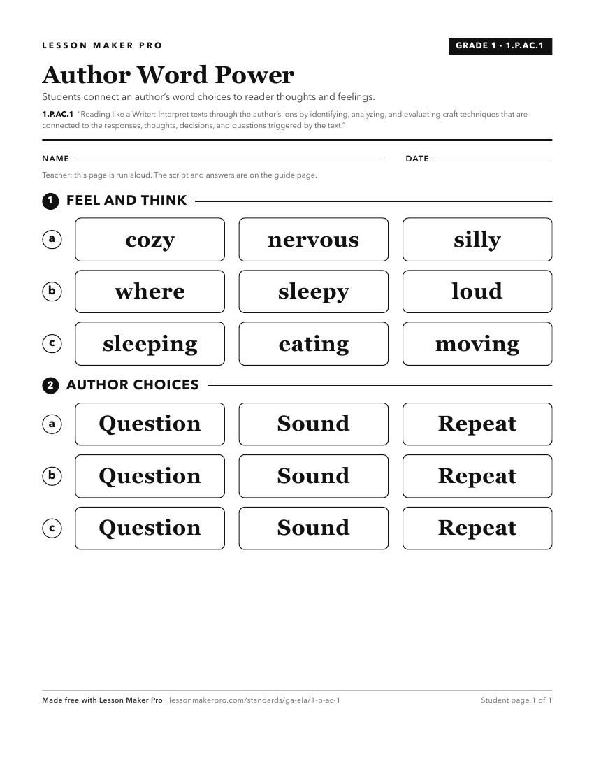 Preview of the 1.P.AC.1 printable worksheet