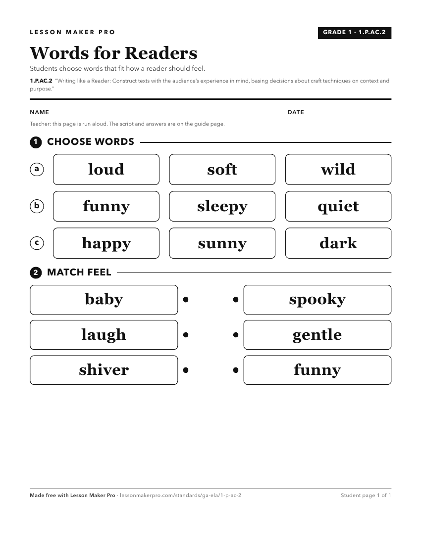 Preview of the 1.P.AC.2 printable worksheet