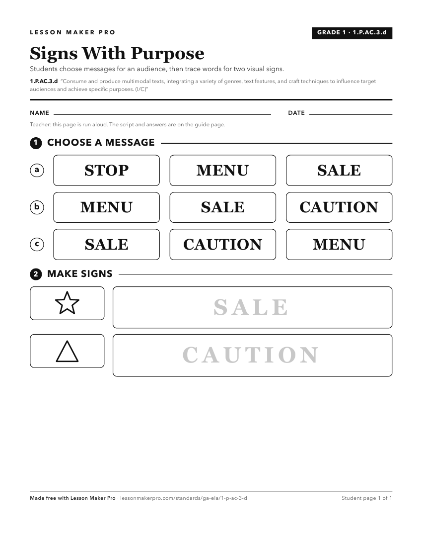 Preview of the 1.P.AC.3.d printable worksheet