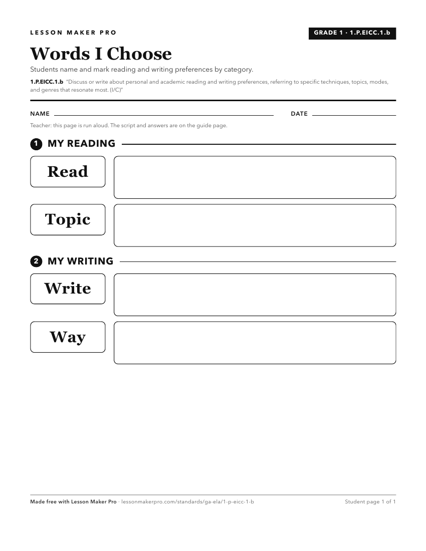 Preview of the 1.P.EICC.1.b printable worksheet