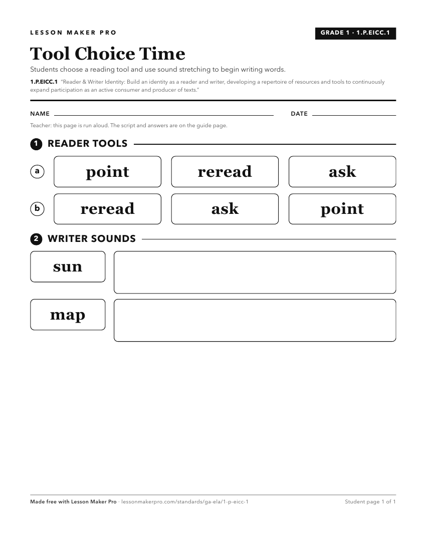 Preview of the 1.P.EICC.1 printable worksheet