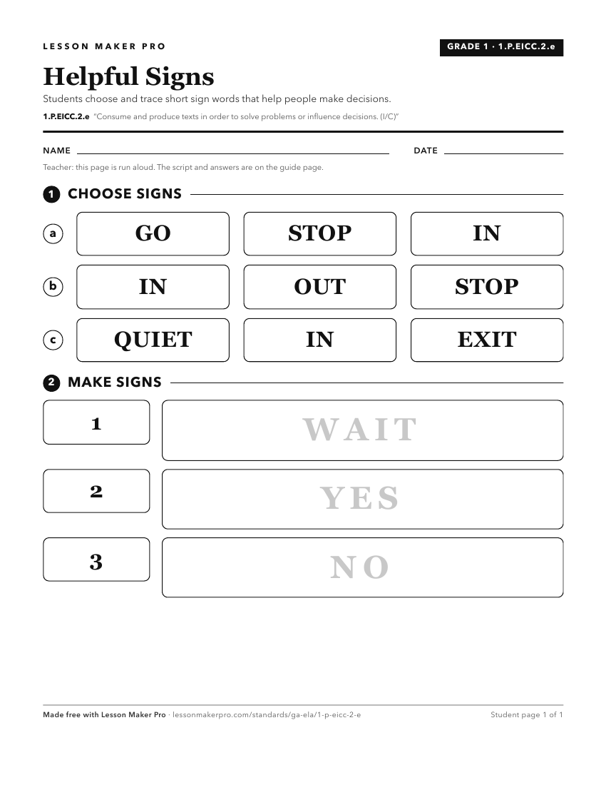 Preview of the 1.P.EICC.2.e printable worksheet