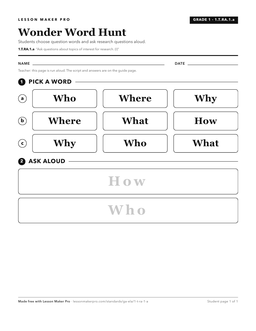 Preview of the 1.T.RA.1.a printable worksheet