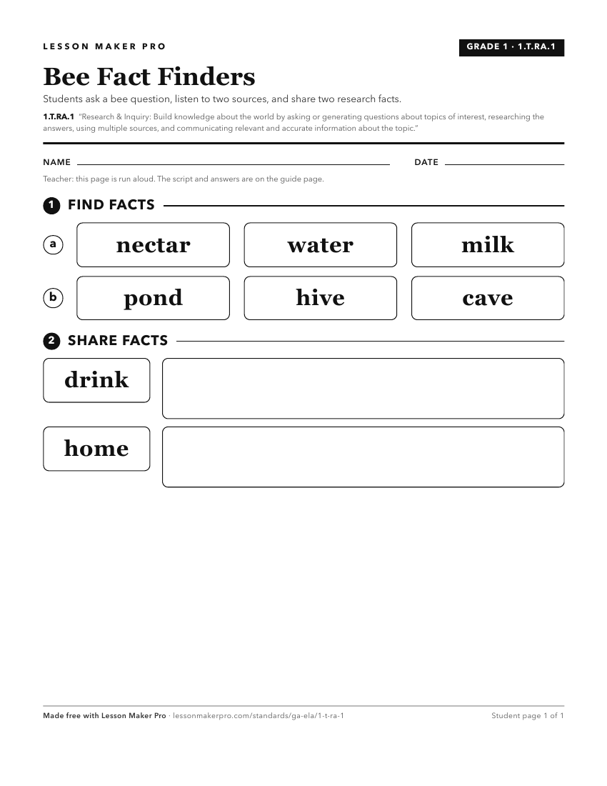Preview of the 1.T.RA.1 printable worksheet