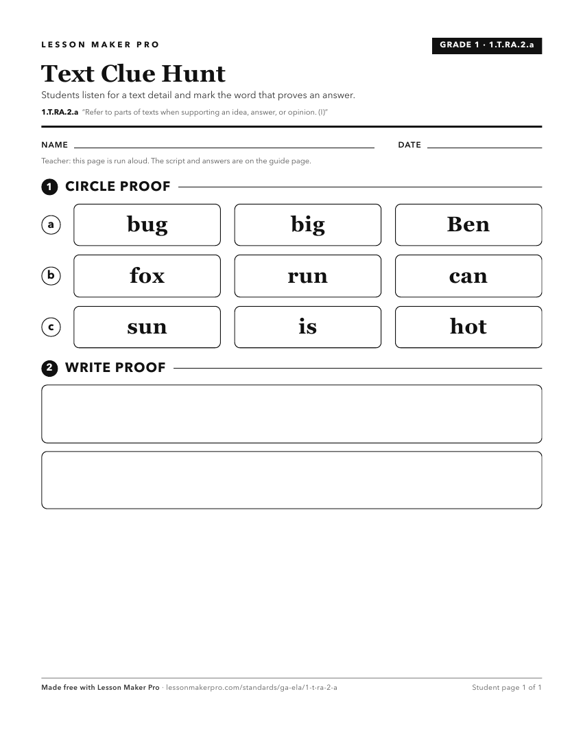 Preview of the 1.T.RA.2.a printable worksheet