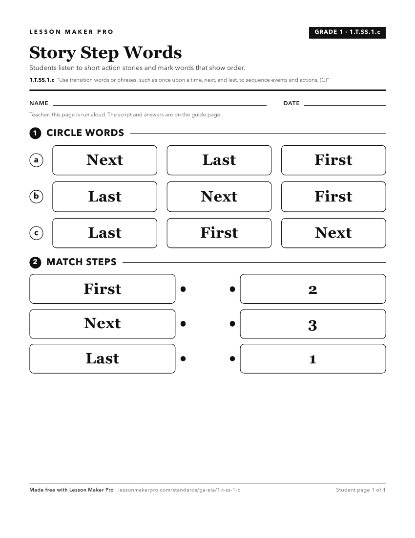 Preview of the 1.T.SS.1.c printable worksheet