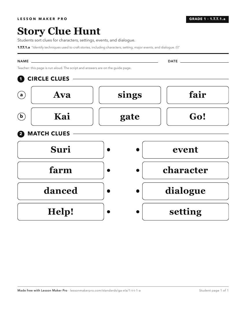 Preview of the 1.T.T.1.a printable worksheet