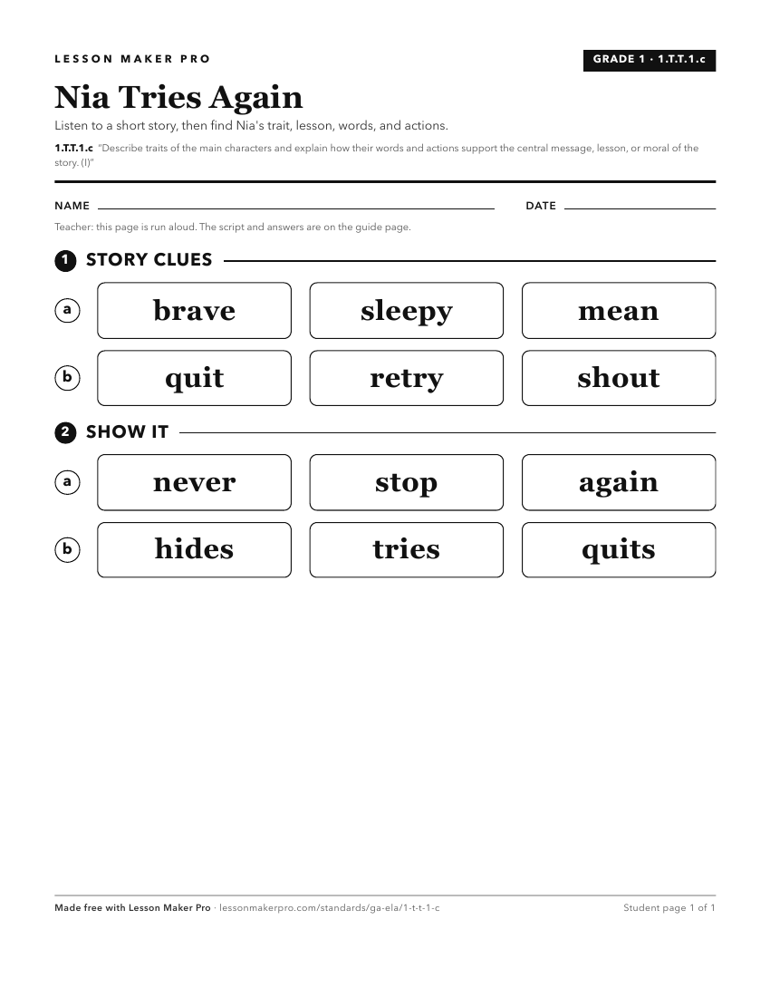 Preview of the 1.T.T.1.c printable worksheet