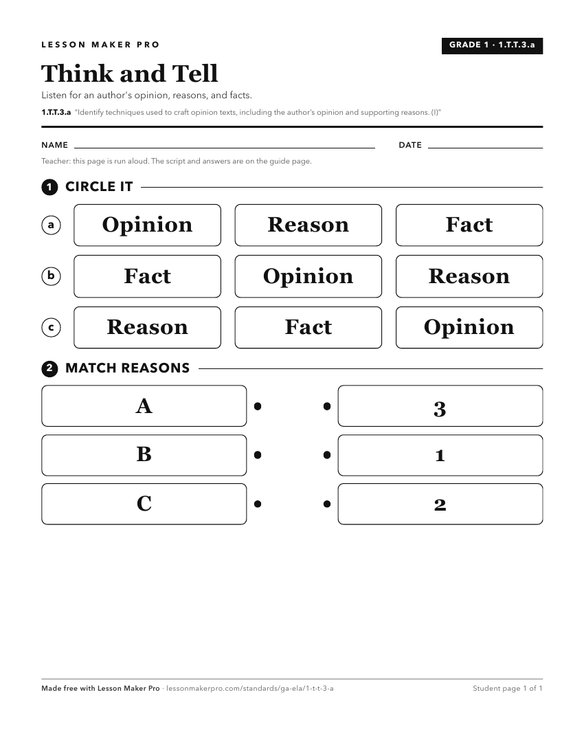 Preview of the 1.T.T.3.a printable worksheet