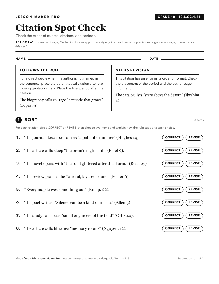 Preview of the 10.L.GC.1.61 printable worksheet