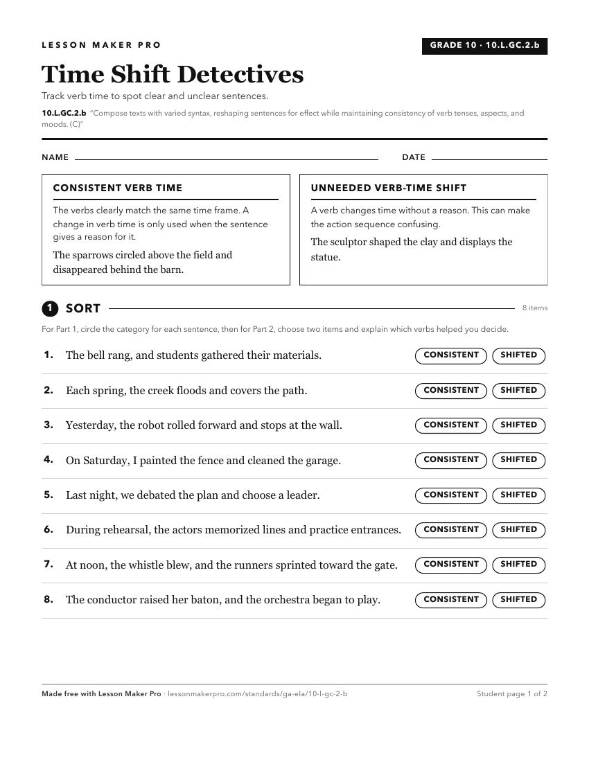Preview of the 10.L.GC.2.b printable worksheet