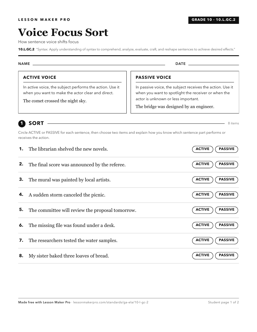 Preview of the 10.L.GC.2 printable worksheet