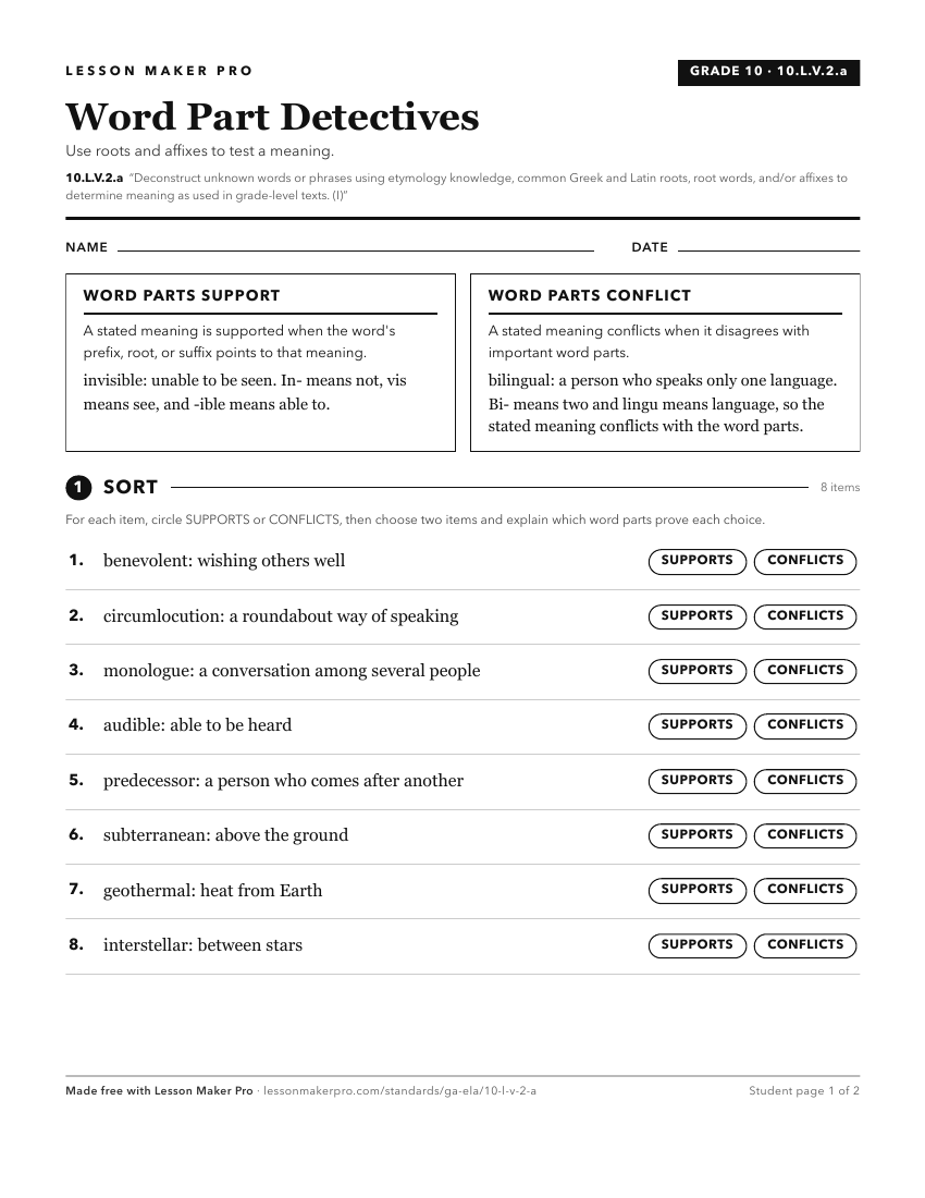 Preview of the 10.L.V.2.a printable worksheet
