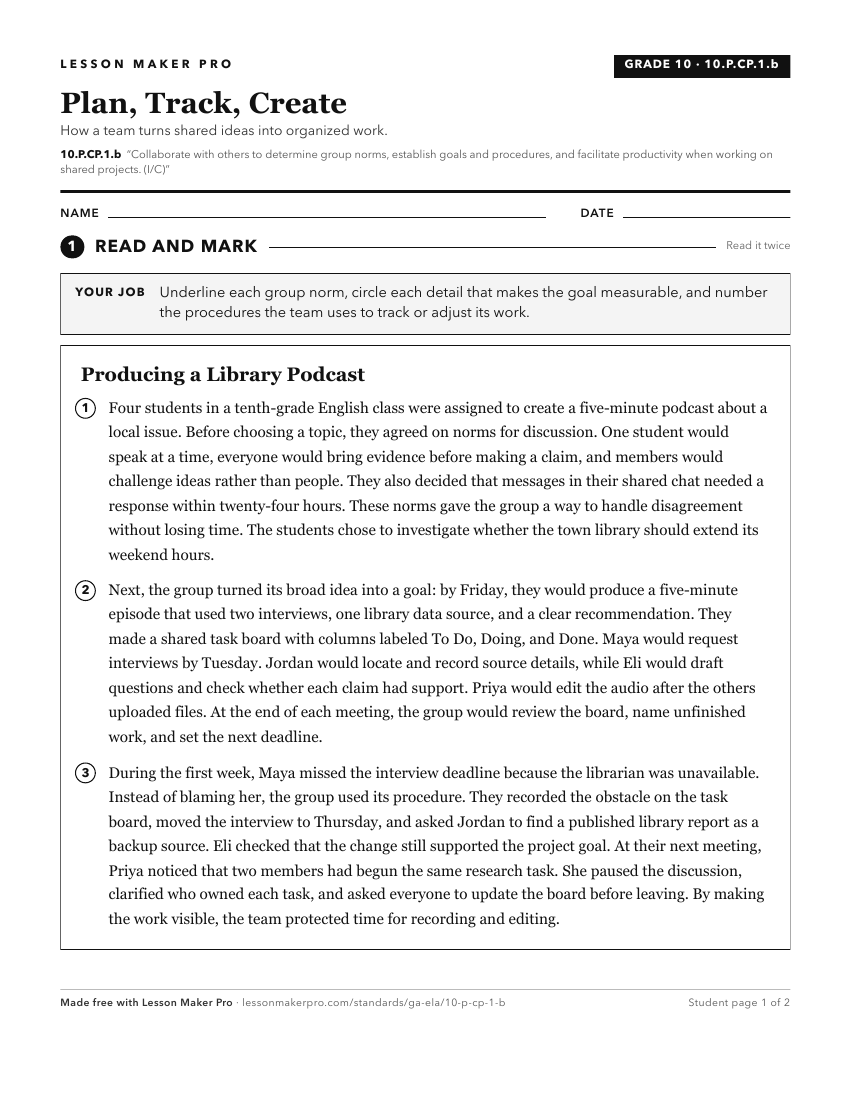 Preview of the 10.P.CP.1.b printable worksheet