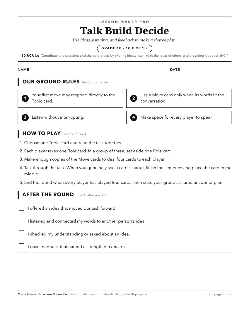 Preview of the 10.P.CP.1.c printable worksheet