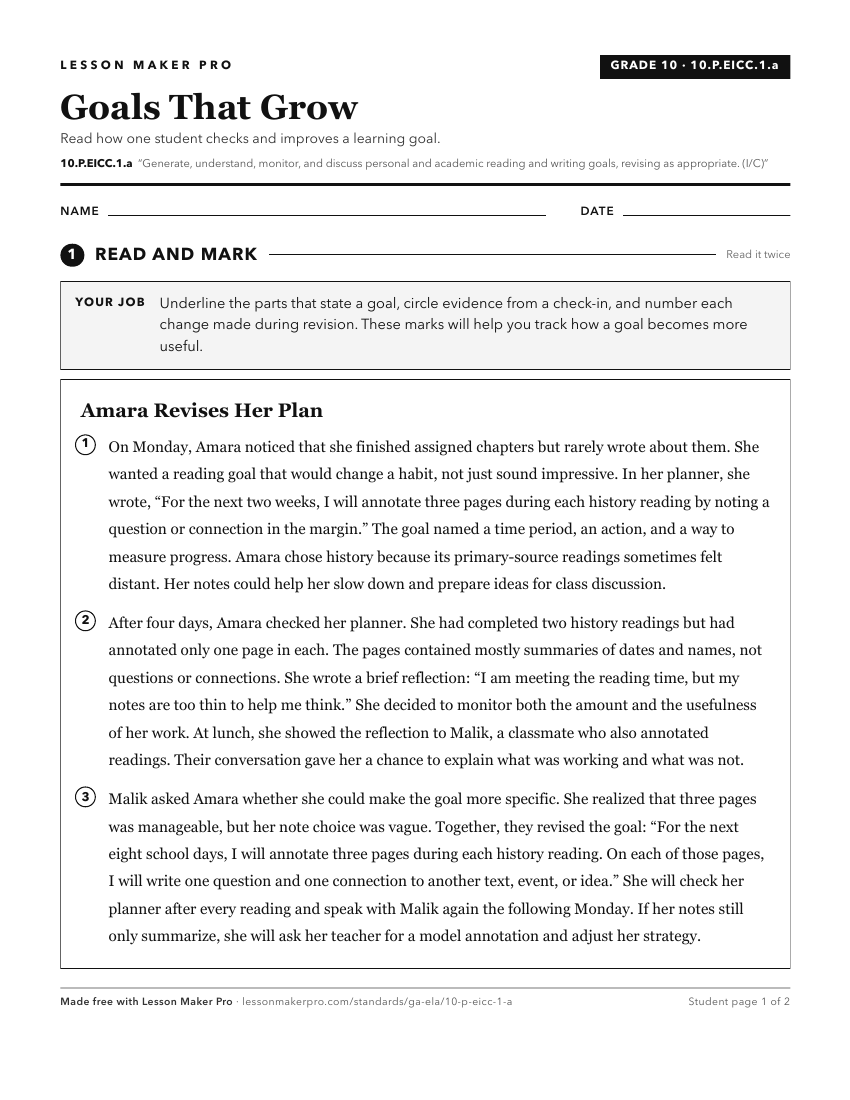 Preview of the 10.P.EICC.1.a printable worksheet