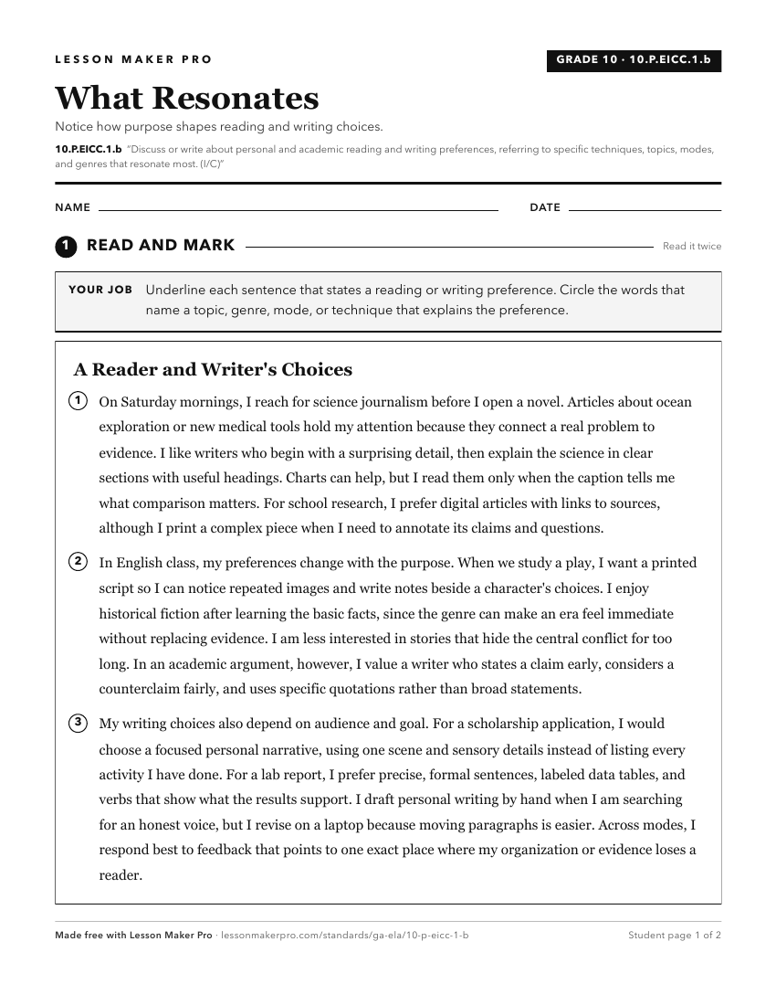 Preview of the 10.P.EICC.1.b printable worksheet