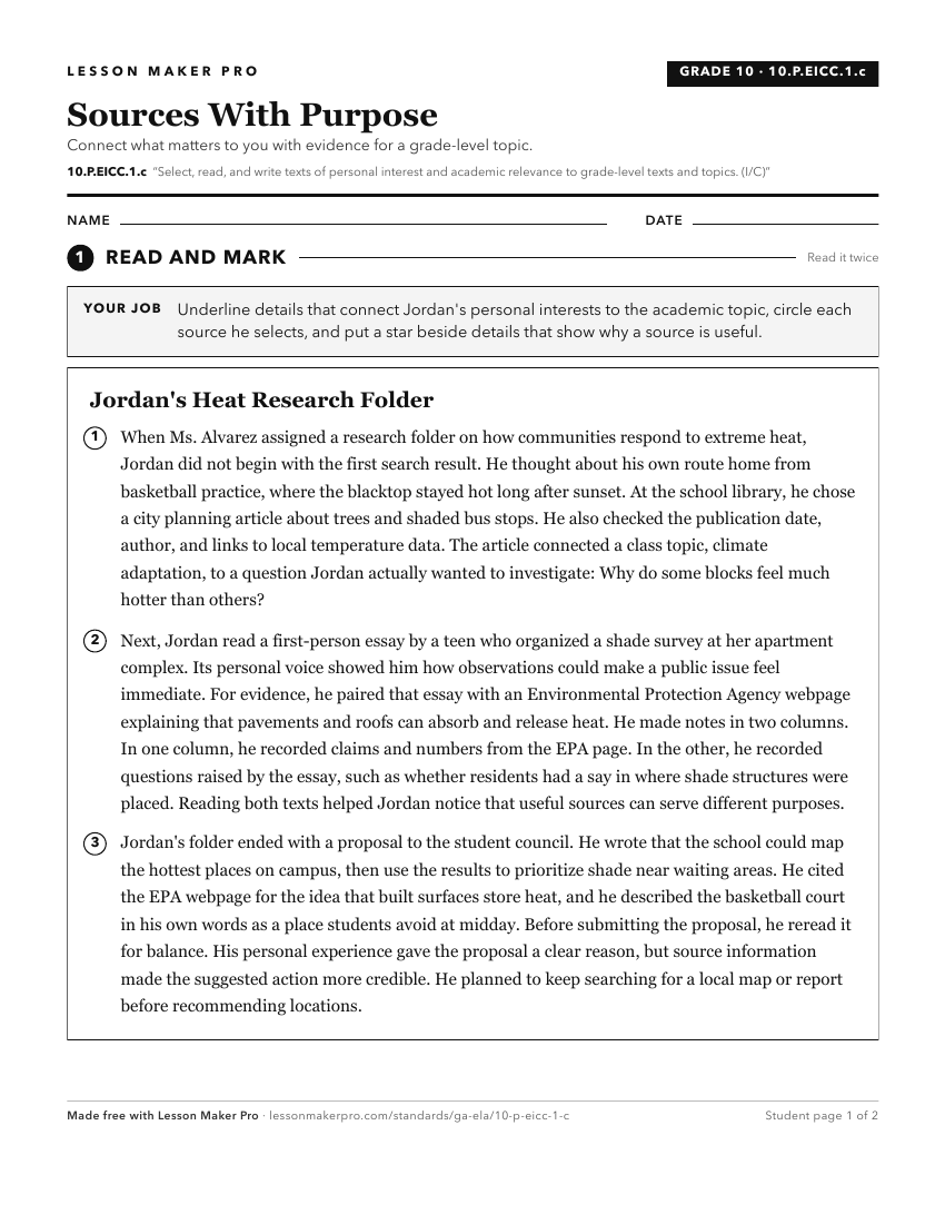 Preview of the 10.P.EICC.1.c printable worksheet