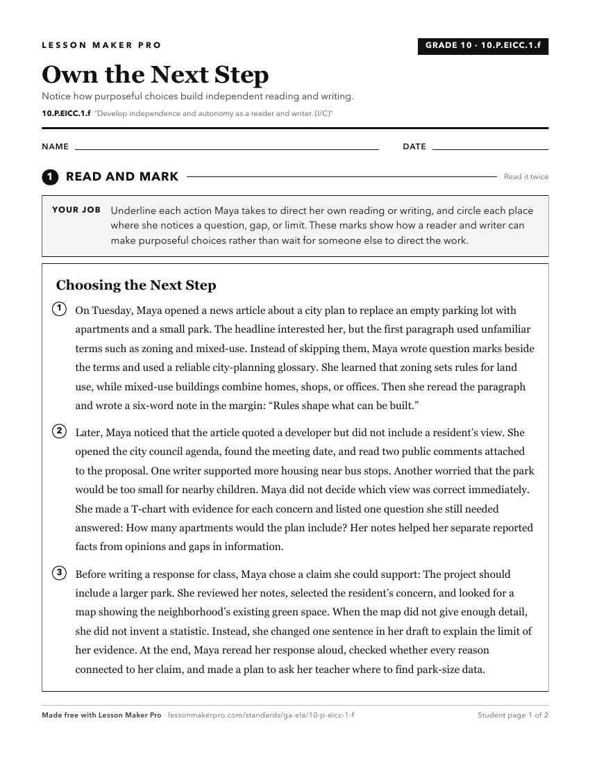 Preview of the 10.P.EICC.1.f printable worksheet