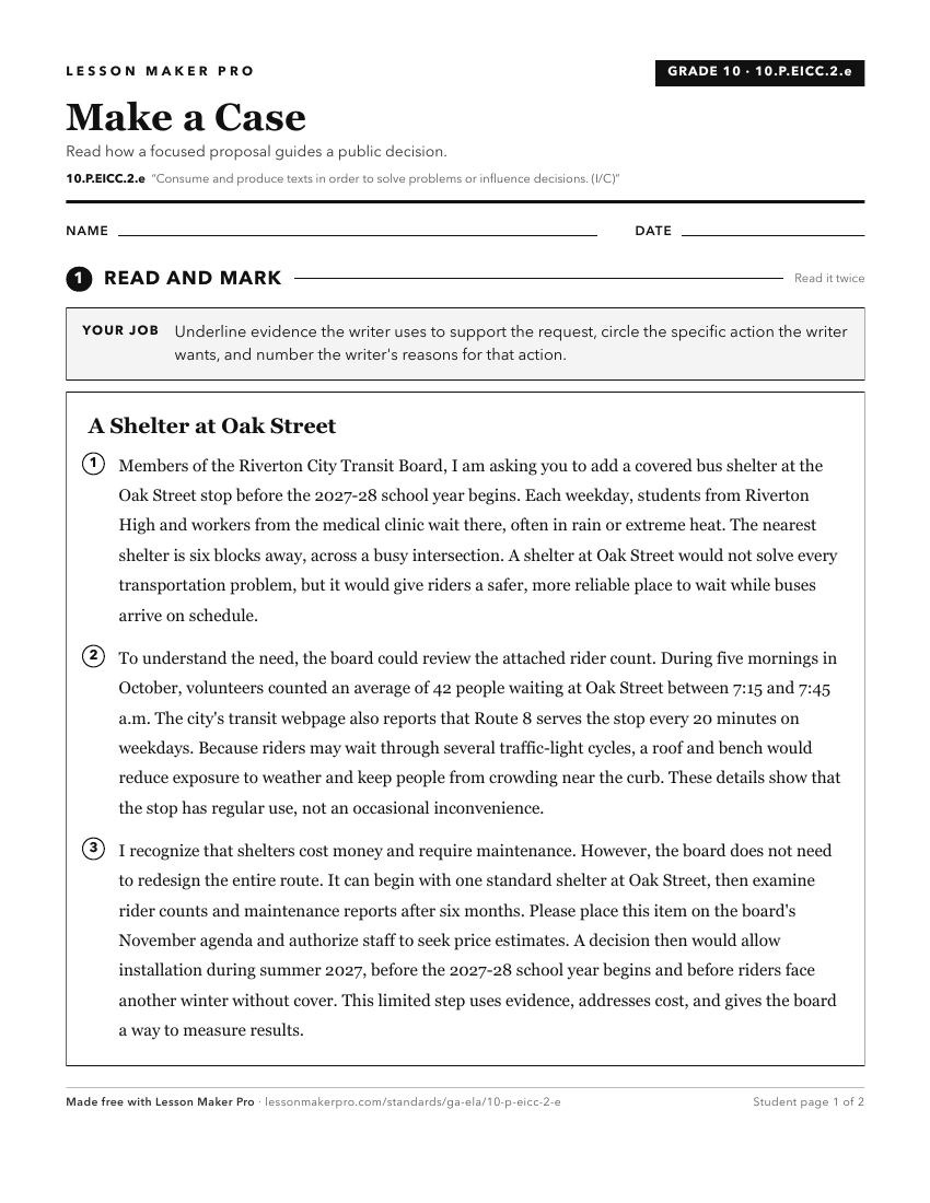 Preview of the 10.P.EICC.2.e printable worksheet
