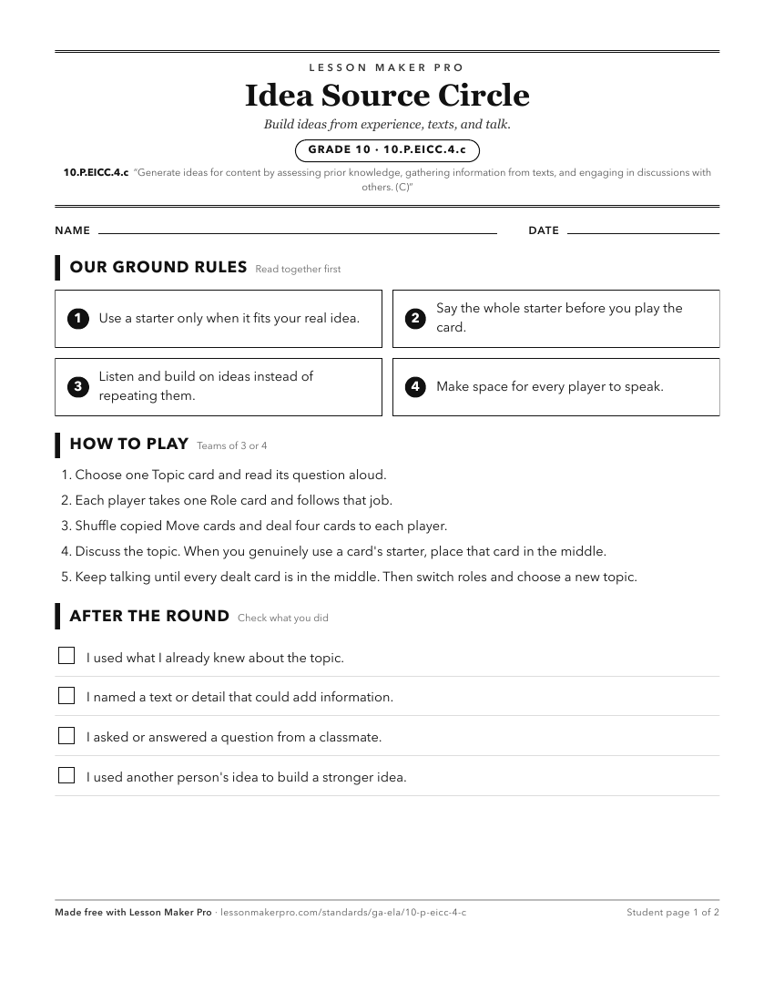 Preview of the 10.P.EICC.4.c printable worksheet