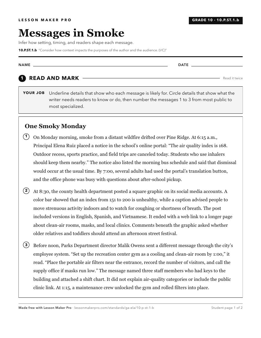 Preview of the 10.P.ST.1.b printable worksheet