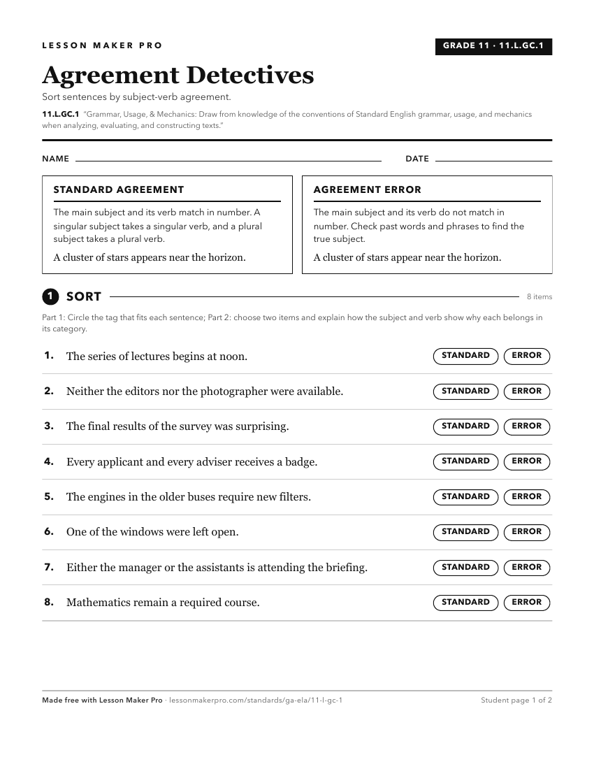 Preview of the 11.L.GC.1 printable worksheet