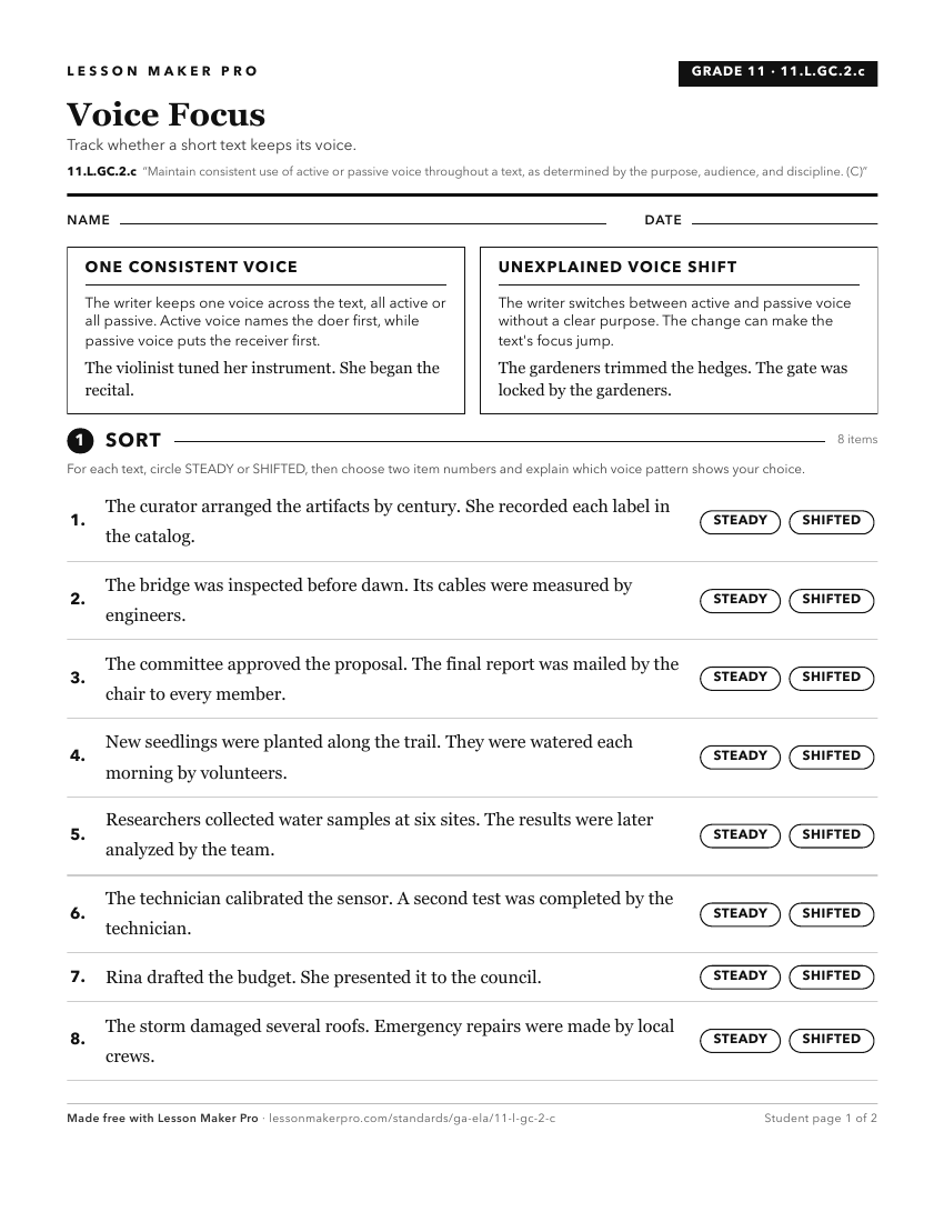 Preview of the 11.L.GC.2.c printable worksheet