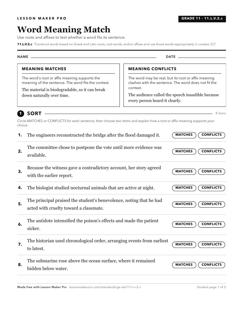 Preview of the 11.L.V.2.c printable worksheet