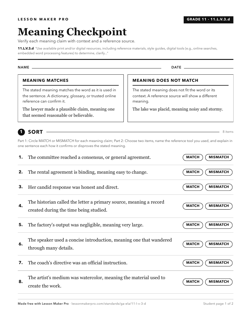 Preview of the 11.L.V.3.d printable worksheet